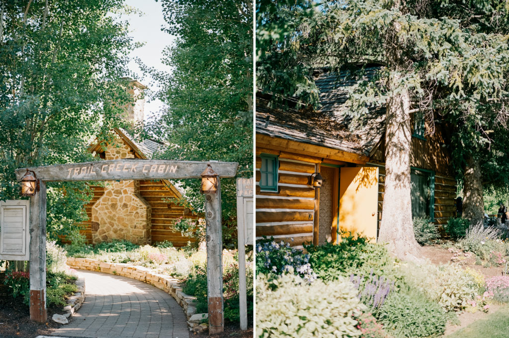 Entrance to the Trail Creek Cabin Wedding is displayed.